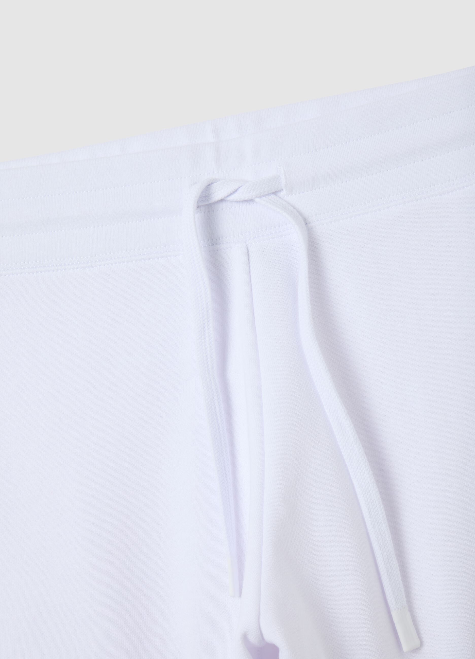 Shorts da donna in misto cotone bianco regular fit