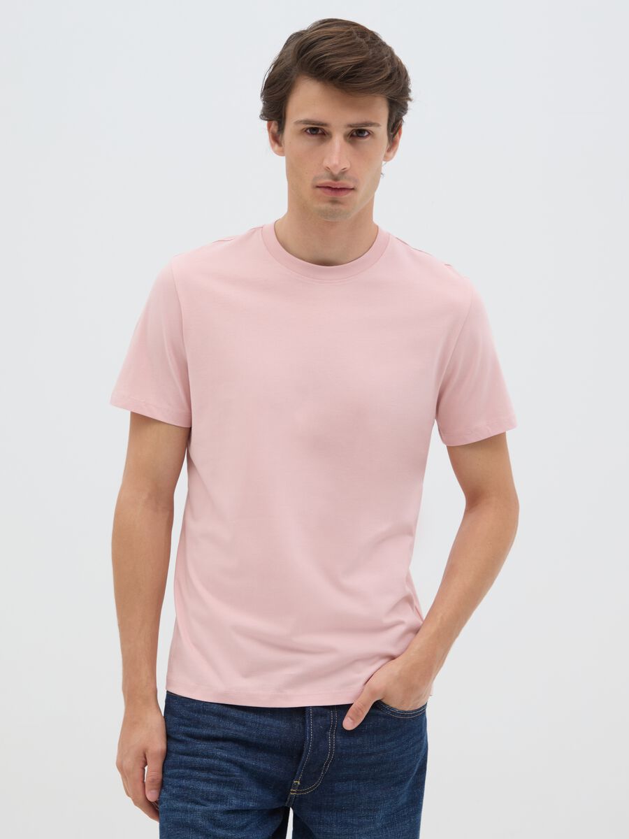 Men's pure cotton pink T-shirt regular fit_0