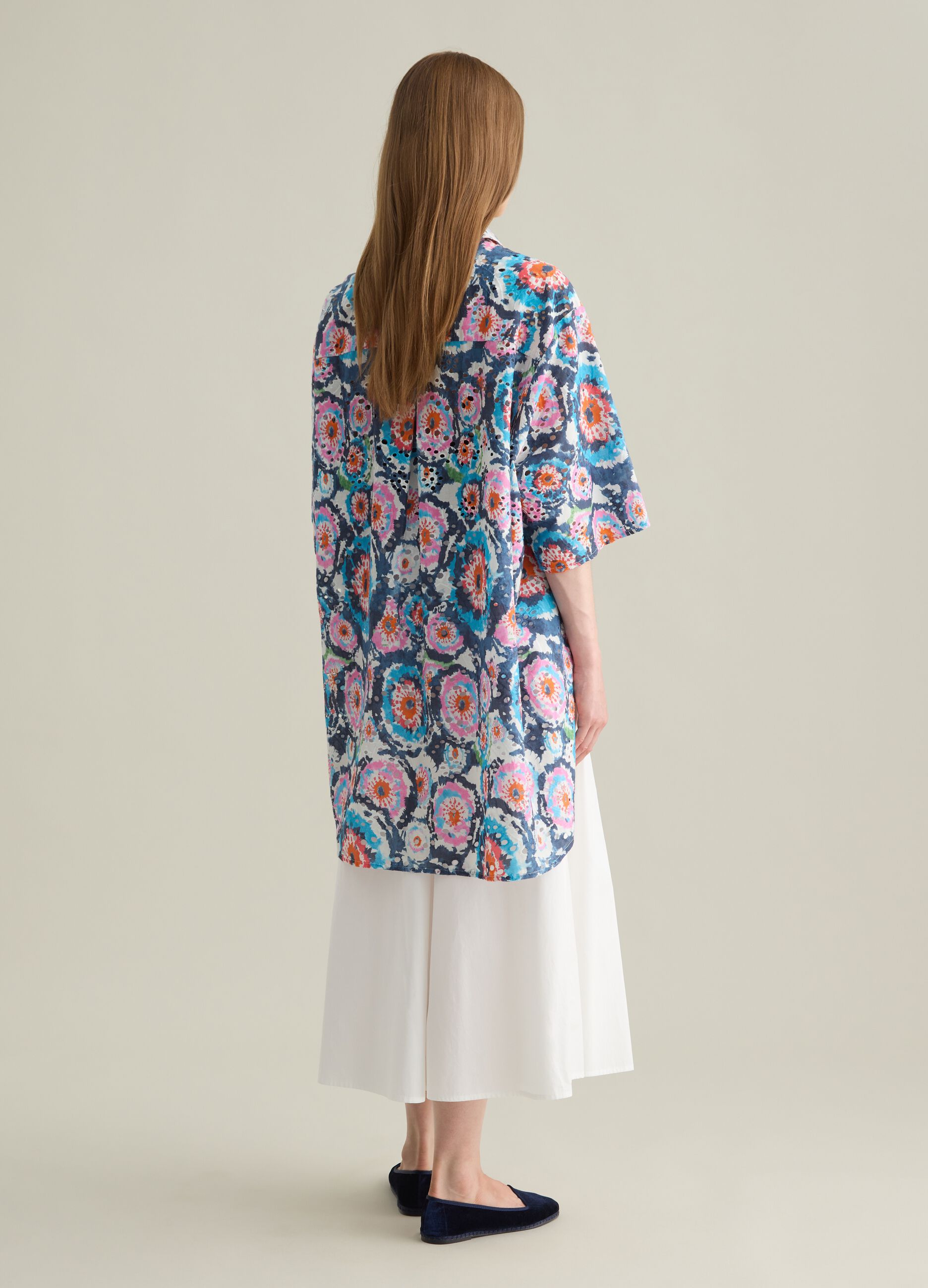 Camicia oversize da donna in puro cotone multicolor wide fit