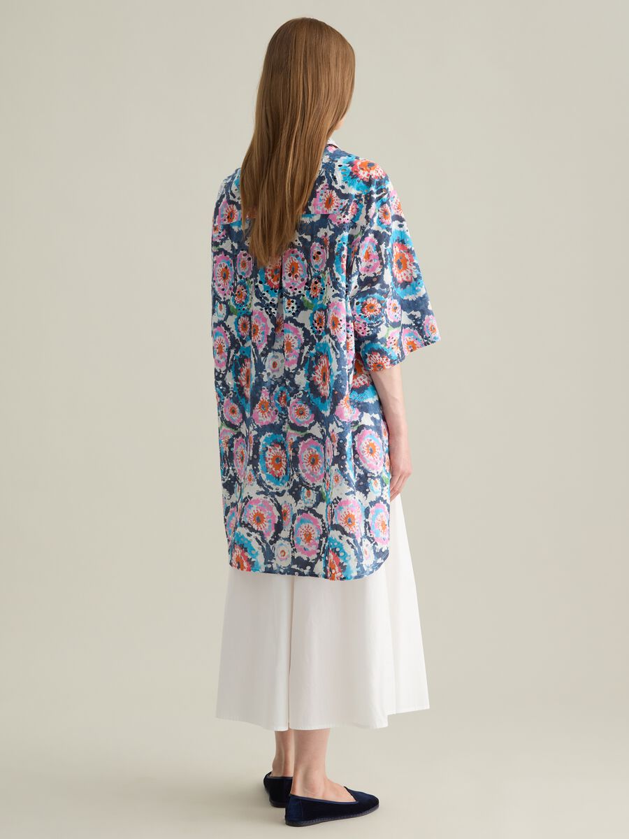 Women's oversized shirt in pure cotton with multicolour wide fit_3
