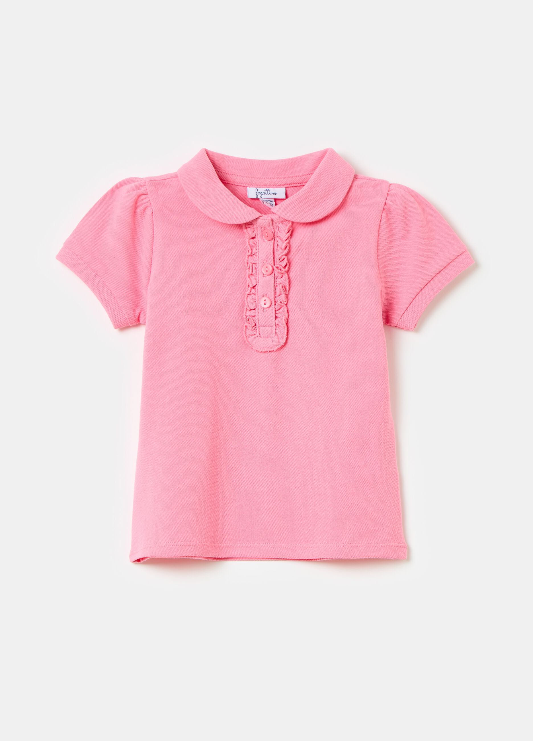 Cotton piquet polo shirt with frills