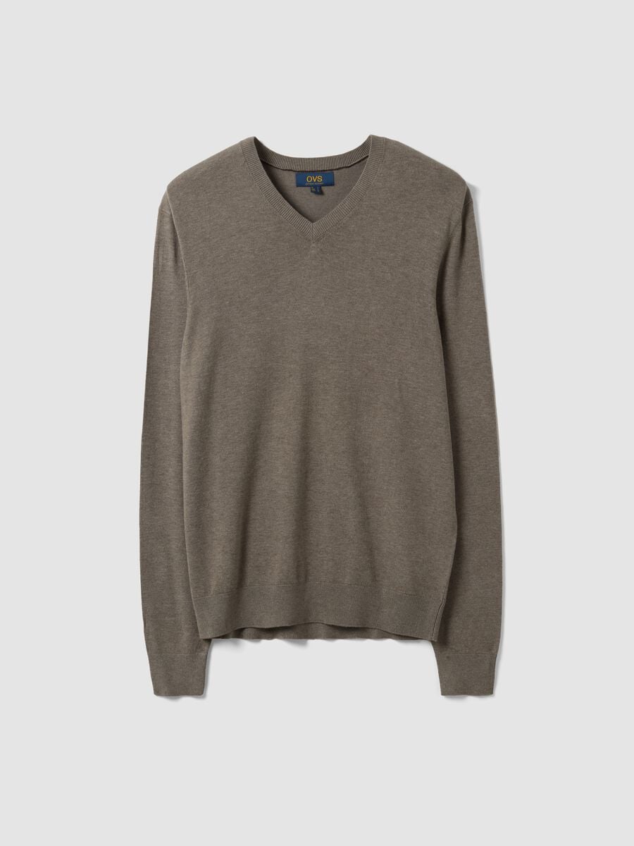 Grey viscose-blend V-neck jumper, regular fit_4