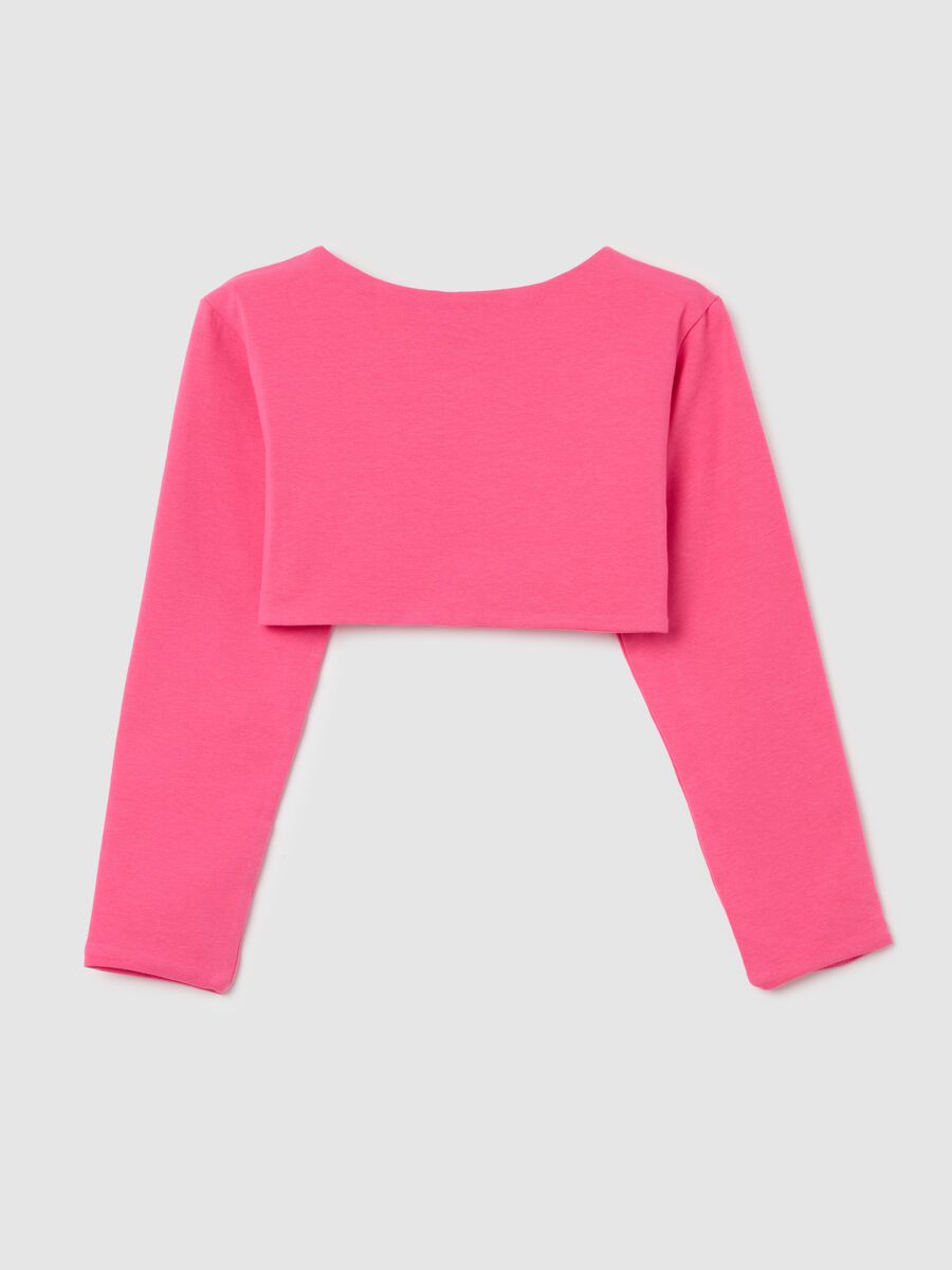 Pink long-sleeve cotton stretch T-shirt OVS Kids_1