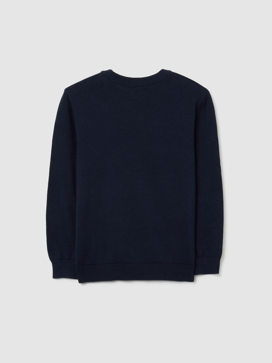 Maglione blu da bambino in puro cotone vestibilità over_1