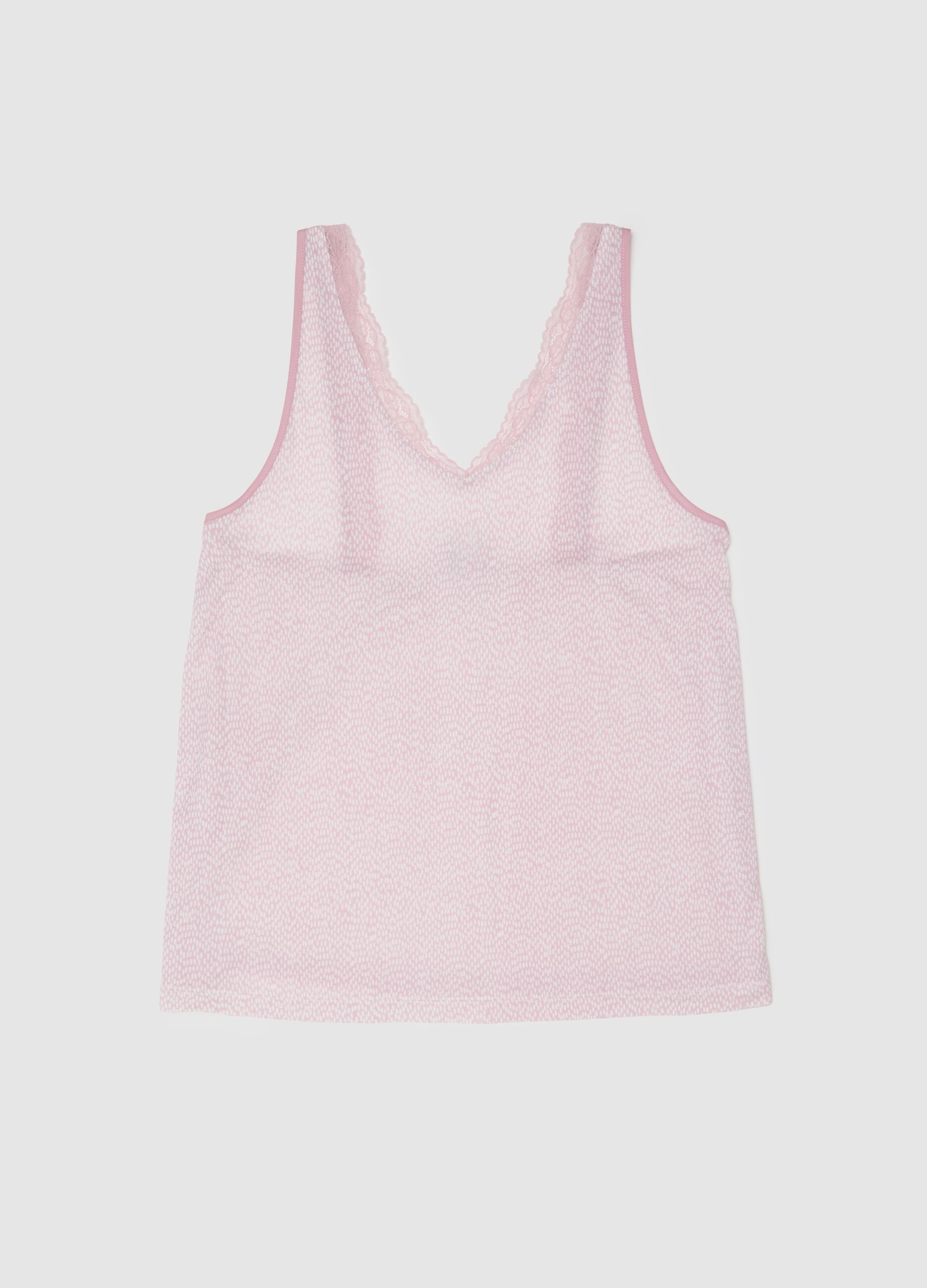 Pink pure viscose tank top with regular fit