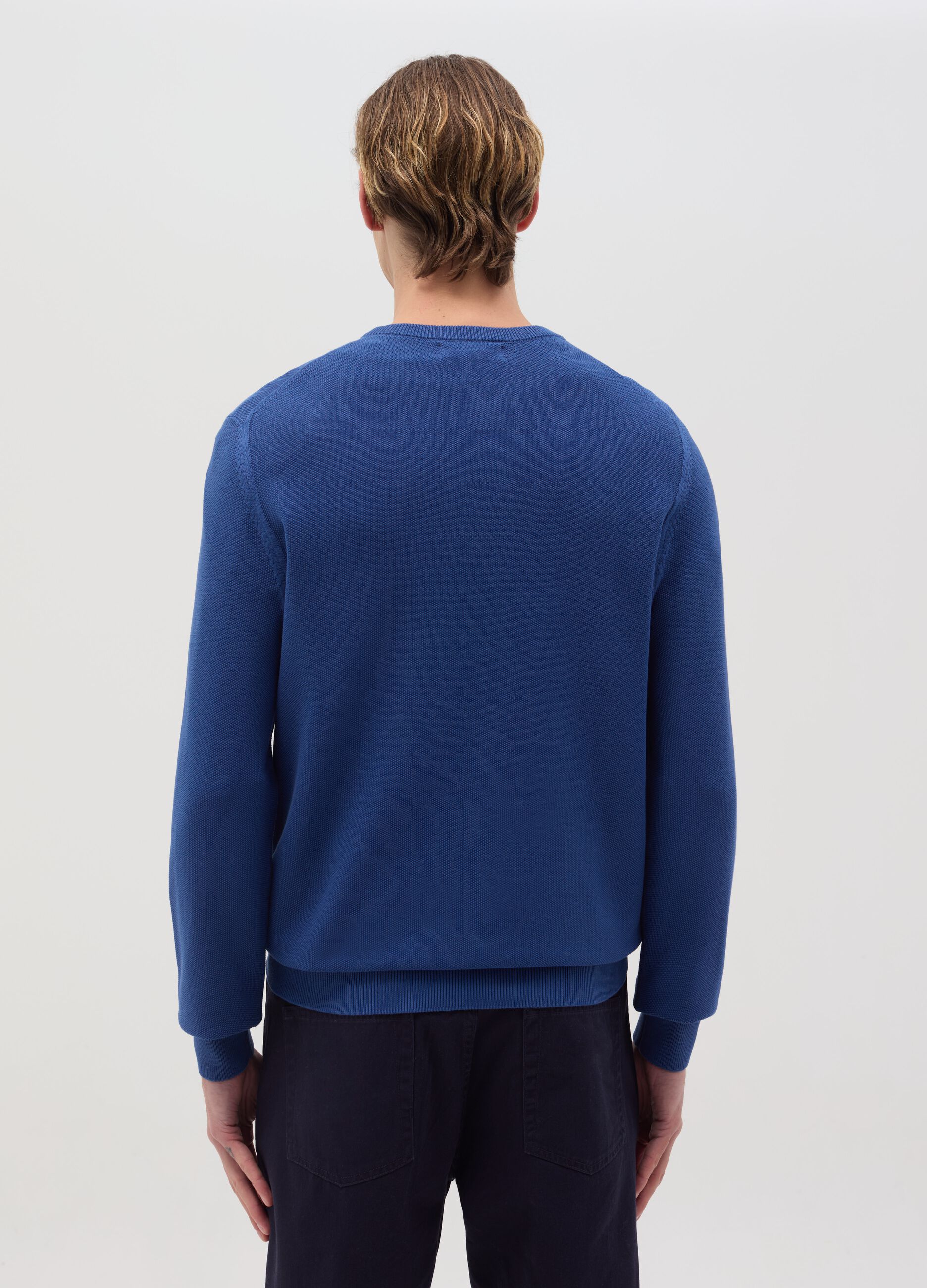 Cotton pullover with micro weave