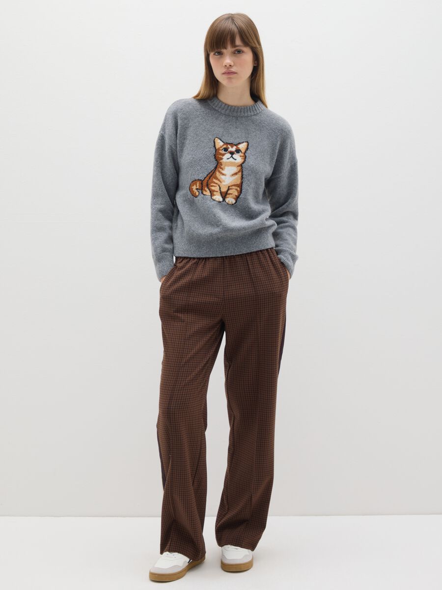 Grey regular fit jumper with print_1