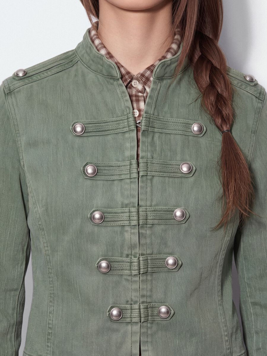 Giacca verde in puro cotone con bottoni nascosti slim fit_2