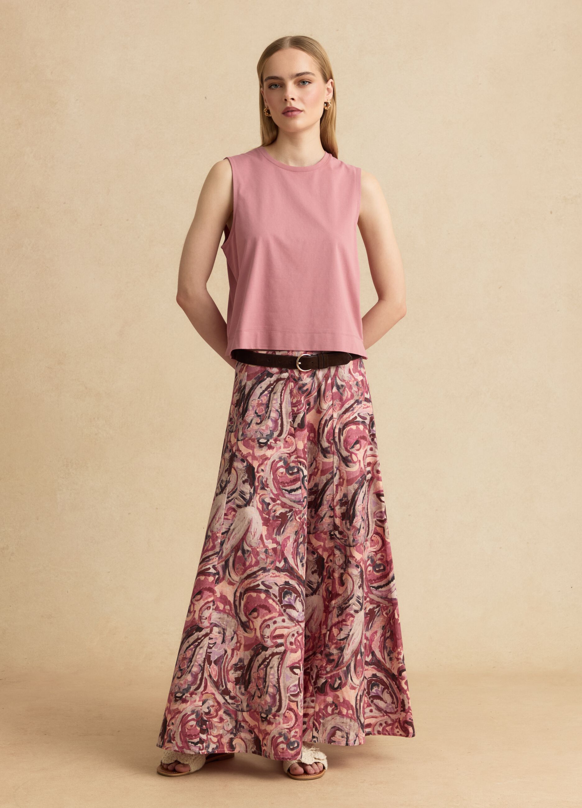 Tank top rosa in misto cotone regular fit