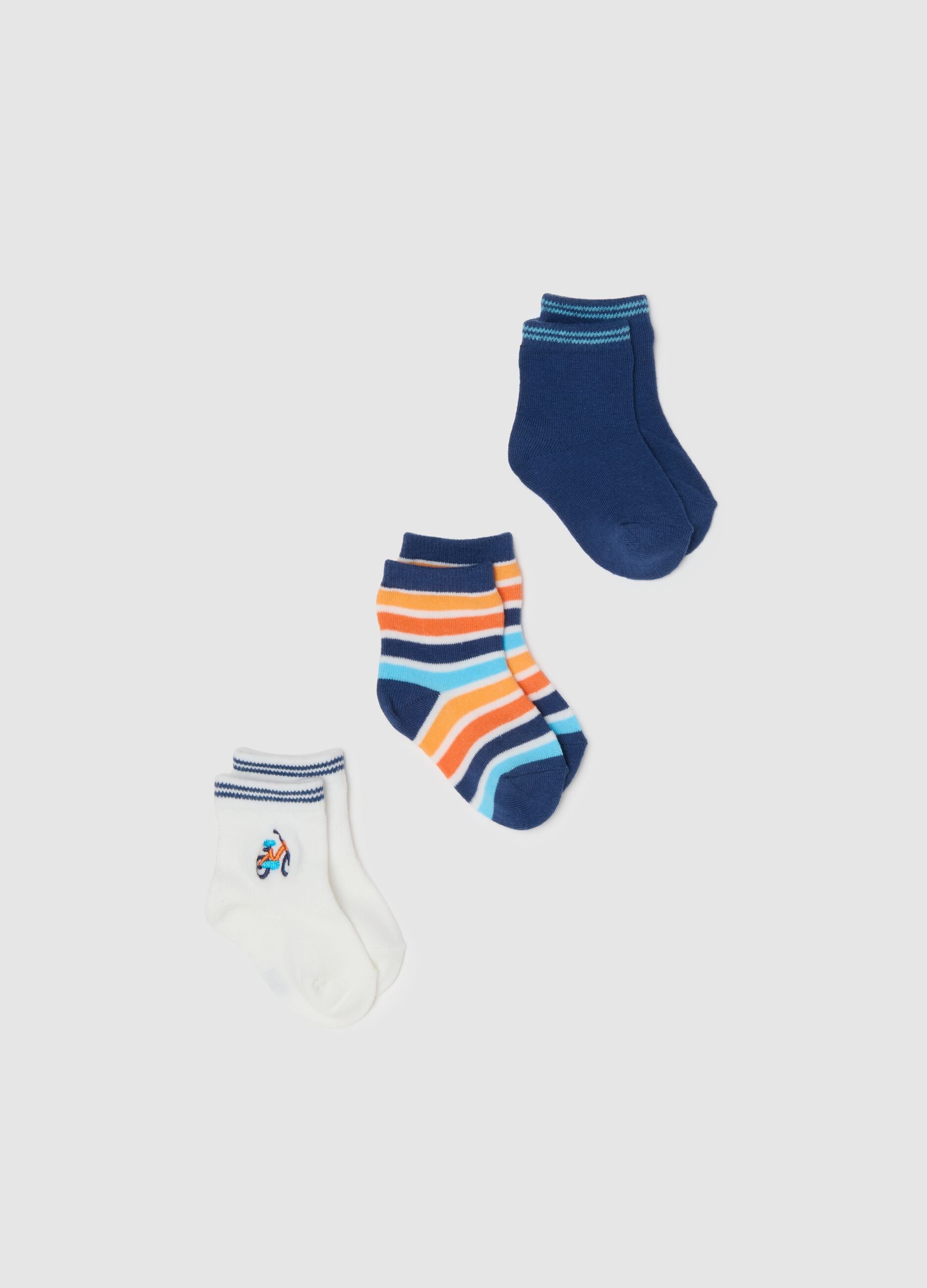 Multicolour Cotton Blend Baby Socks Tripack