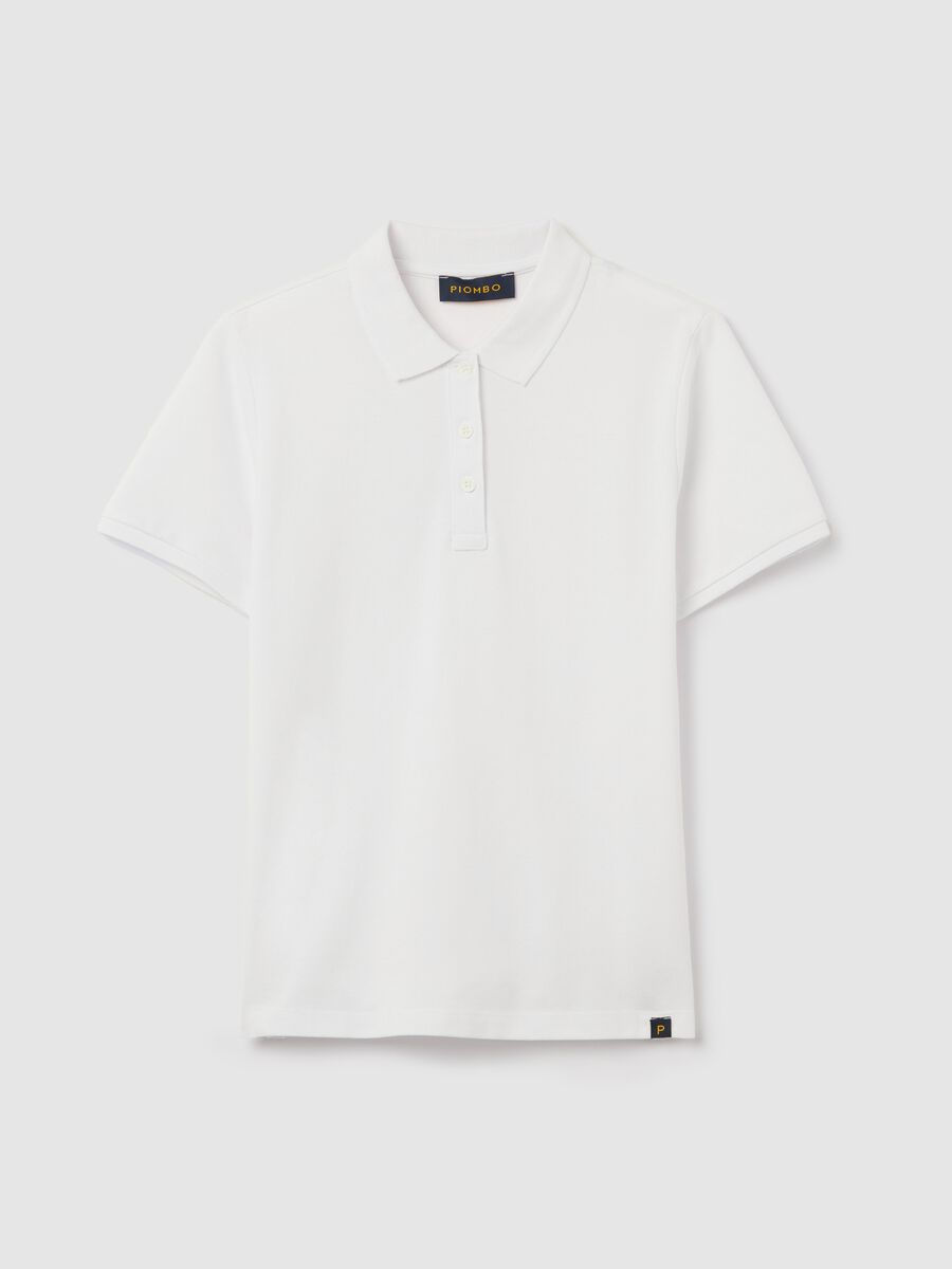 White short-sleeved polo shirt in piquet_4