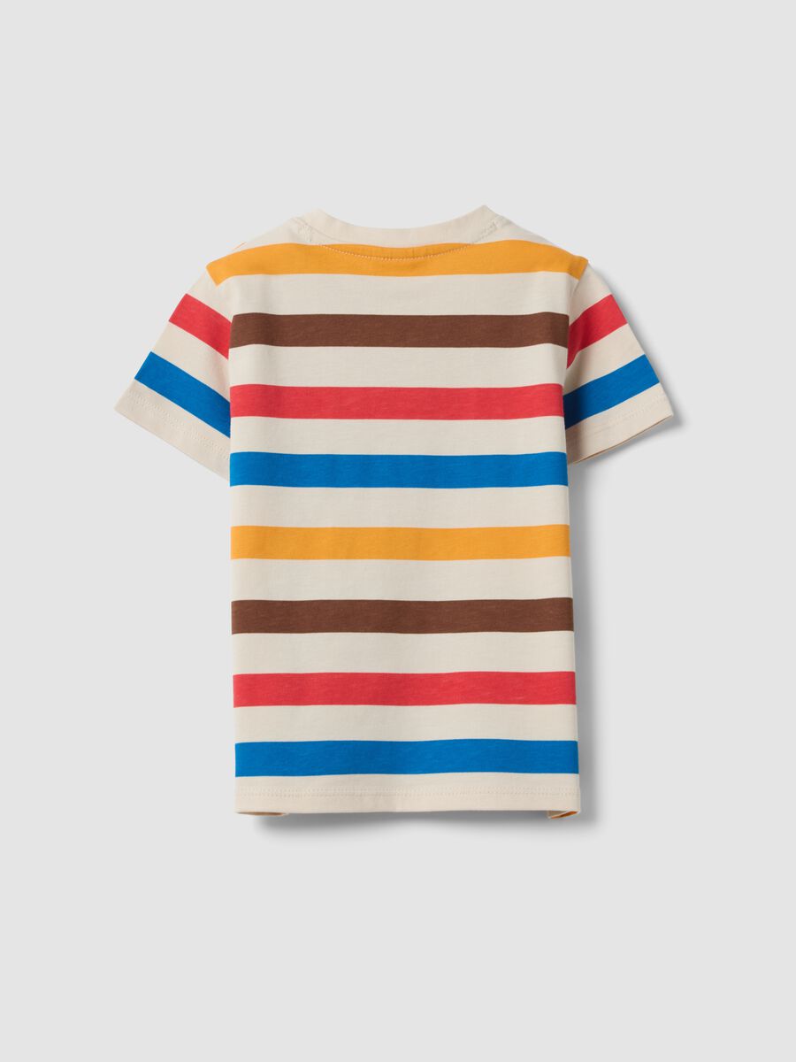 T-shirt beige a righe in puro cotone per bimbo regular fit_1