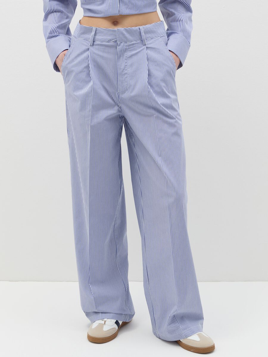 Tailored trousers with thin stripes_1