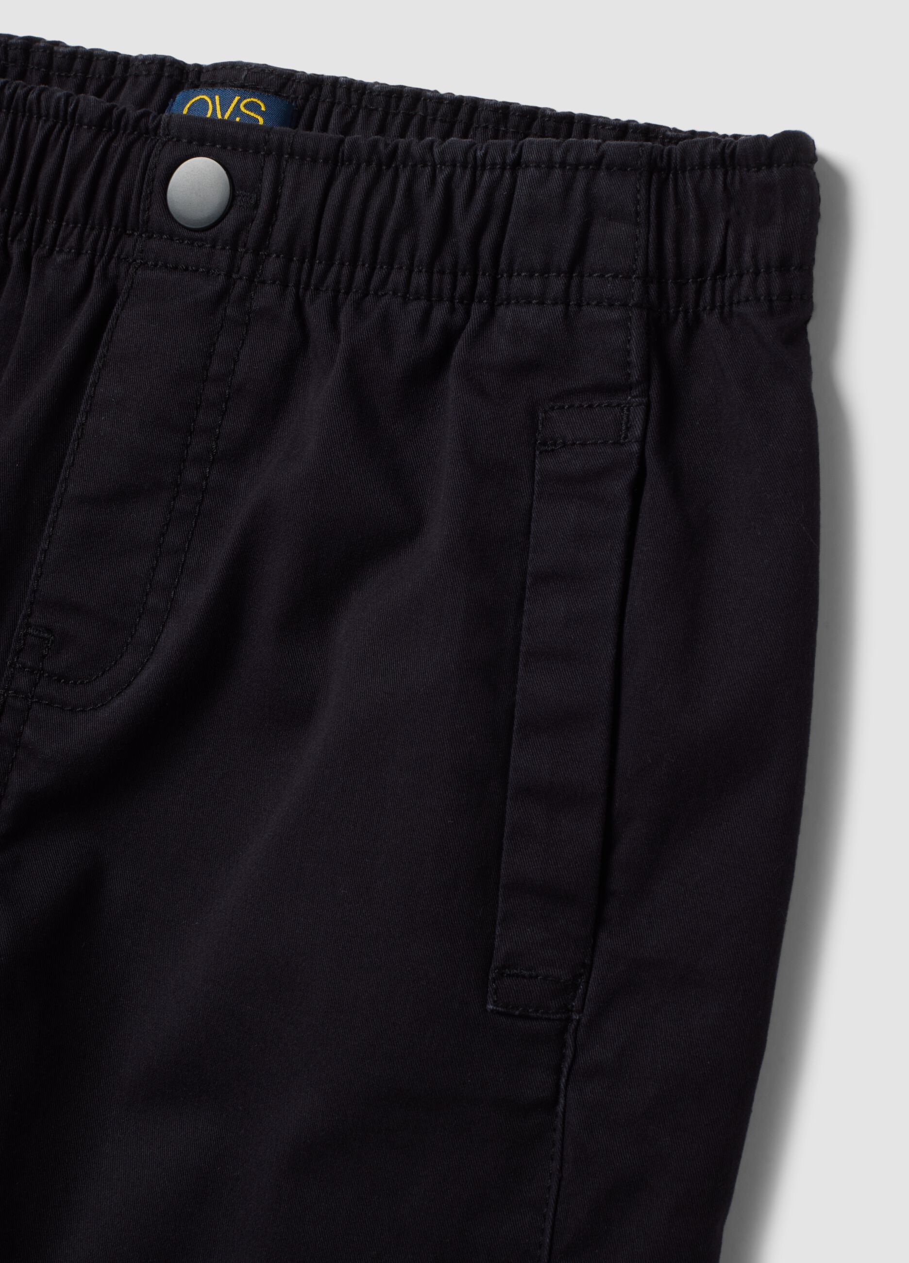 Black stretch cotton jogger trousers for boys