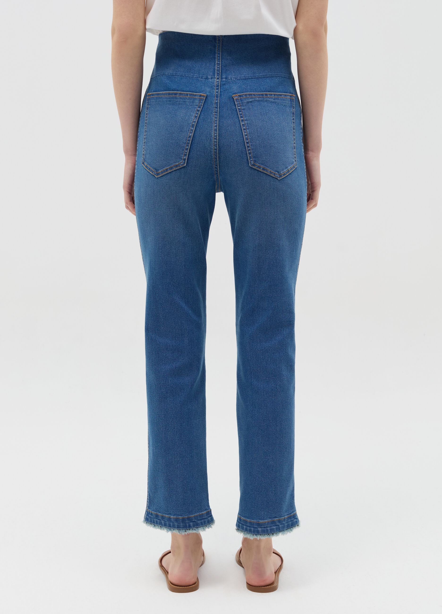 Cropped maternity treggings in denim