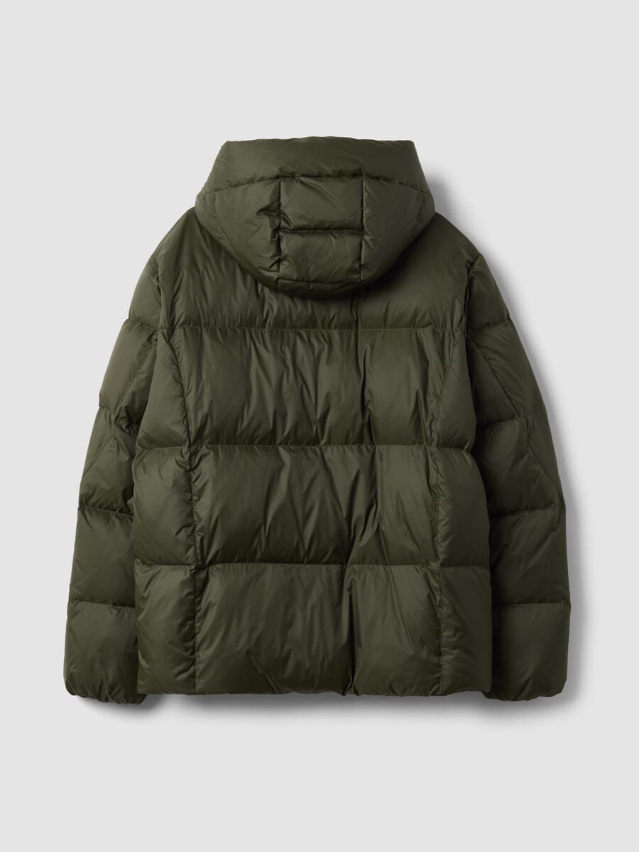 Piumino verde imbottito con cappuccio e zip regular fit_1