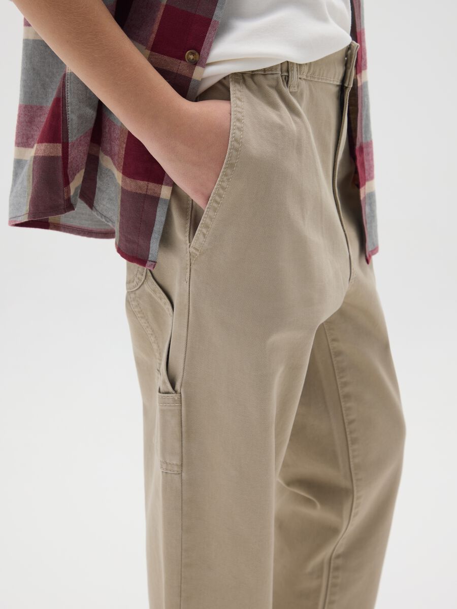 Pantaloni da ragazzo in puro cotone beige _2