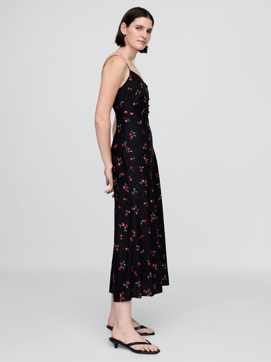 Black Long Dress with Floral Print_1