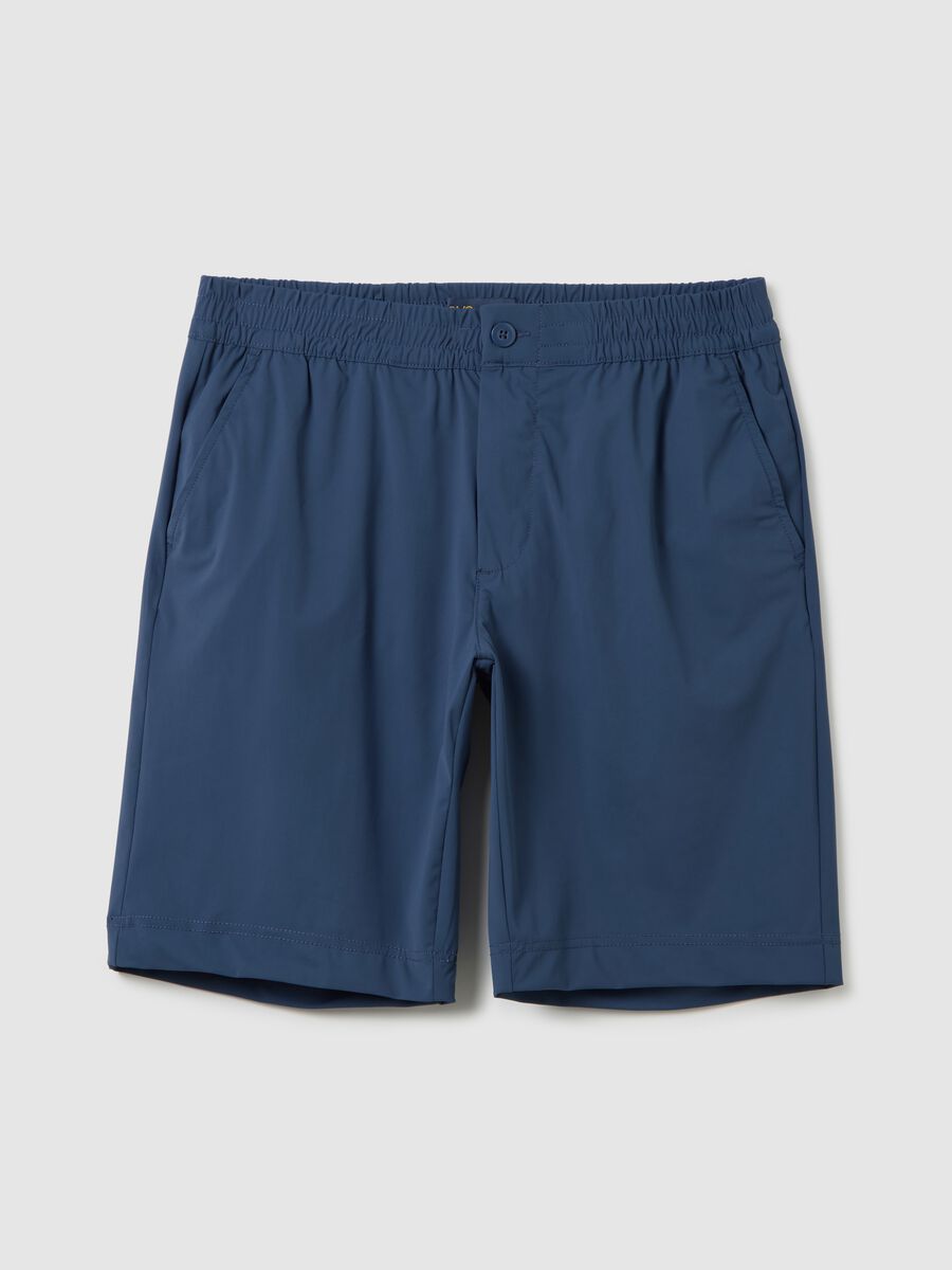 Shorts da uomo in tessuto elasticizzato blu regular fit_4