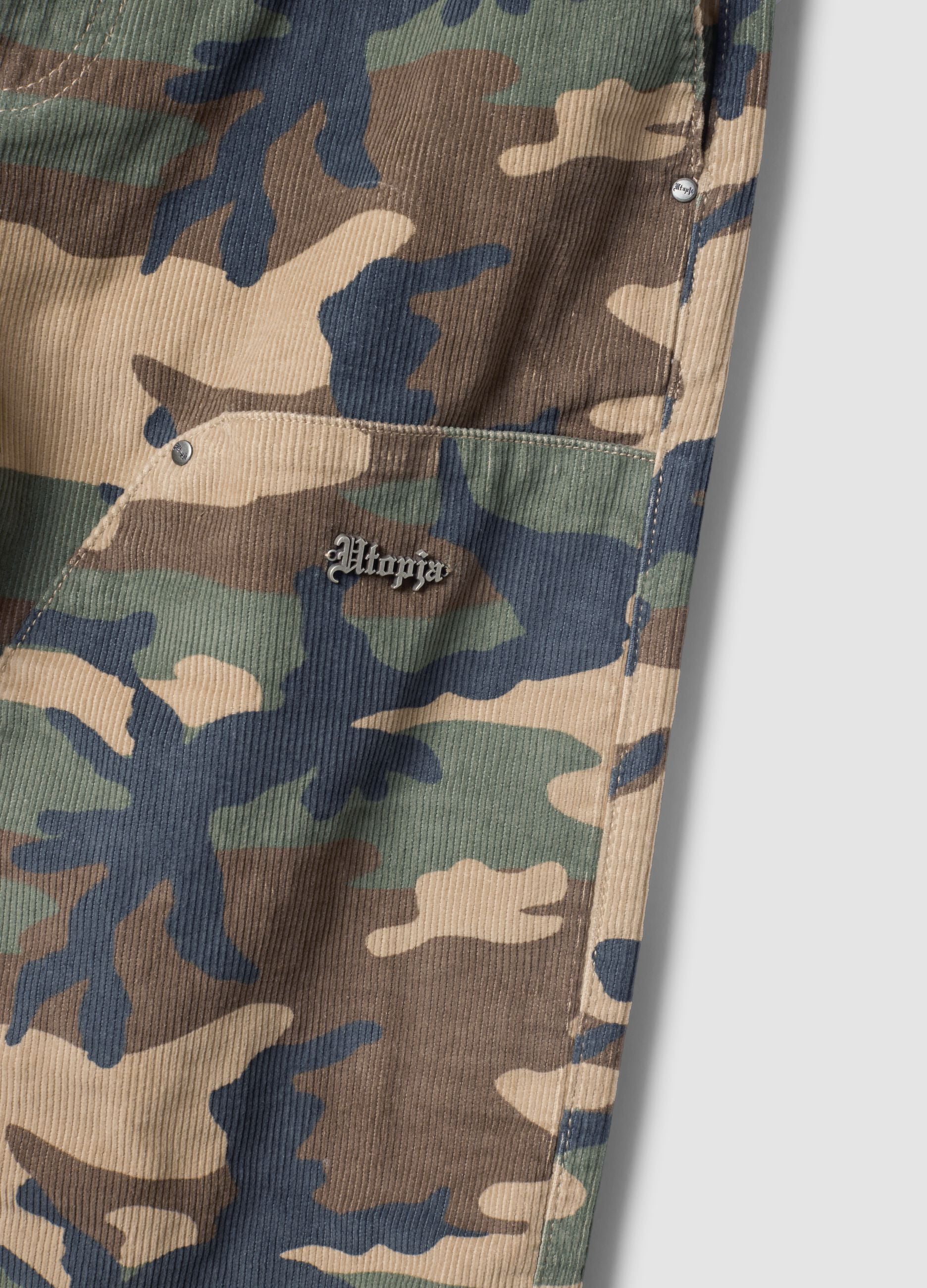Washed Camo Corduroy Carpenter Trousers