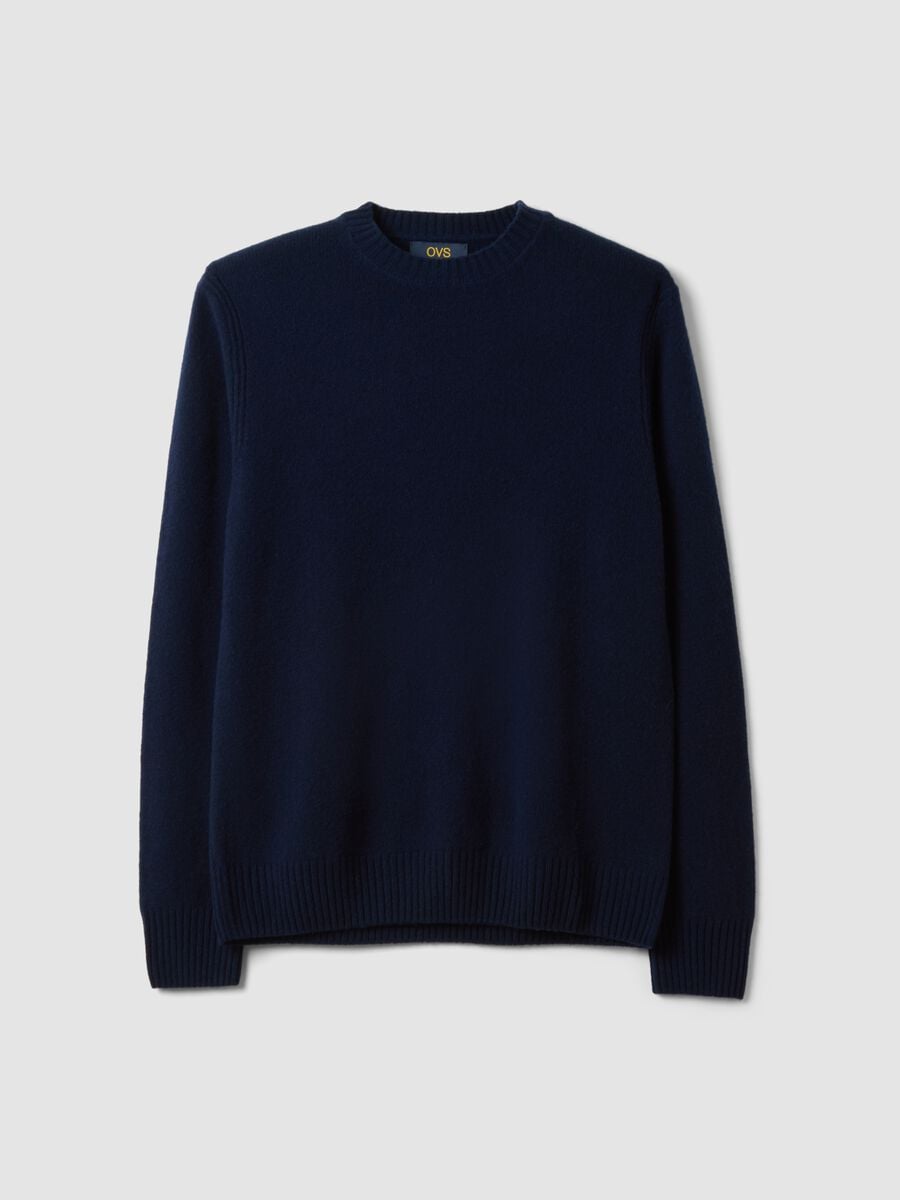 Maglia blu girocollo in misto lana regular fit_0