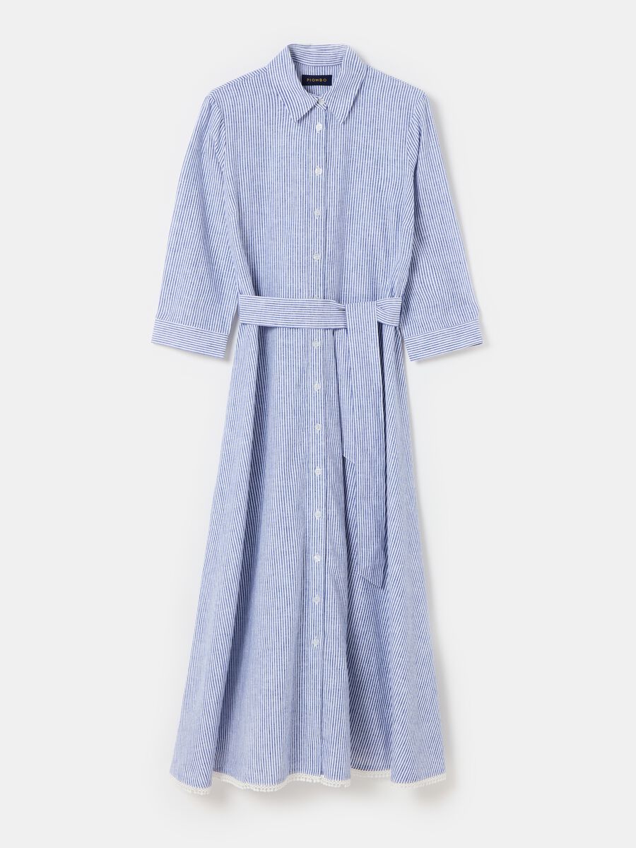 Fine striped shirt dress with belt_3
