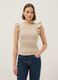 Beige slim fit pure cotton t-shirt with ruffles_1