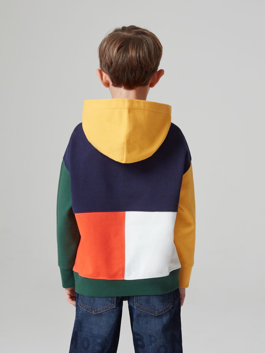 Felpa in cotone color block con cappuccio_2