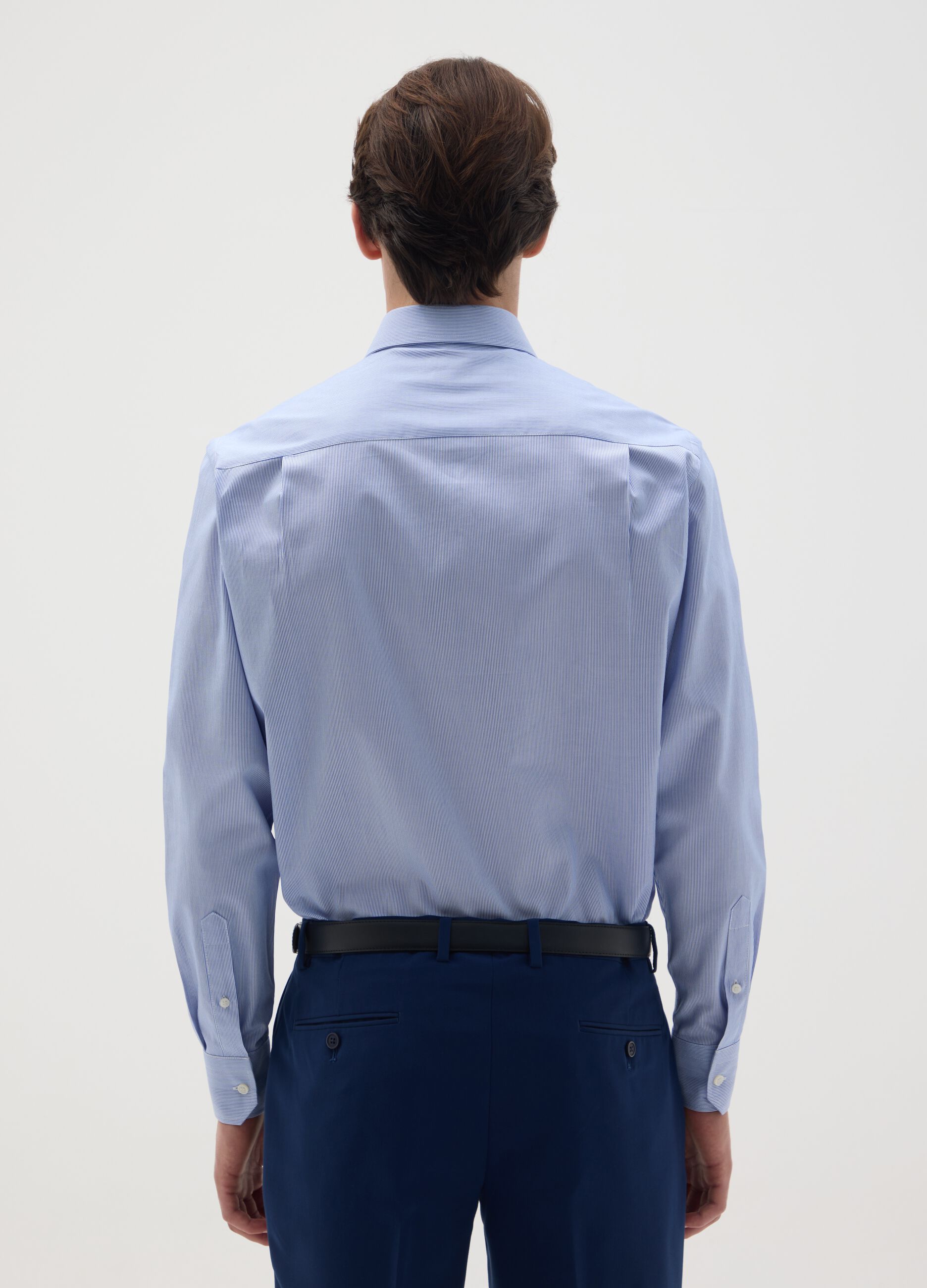 Men's pure cotton blue easy iron shirt