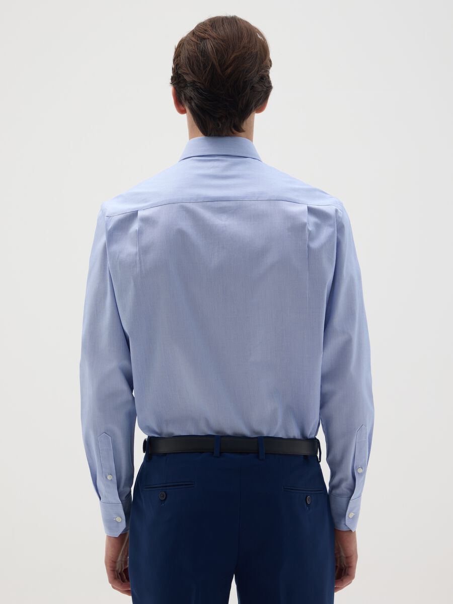 Men's pure cotton blue easy iron shirt_1