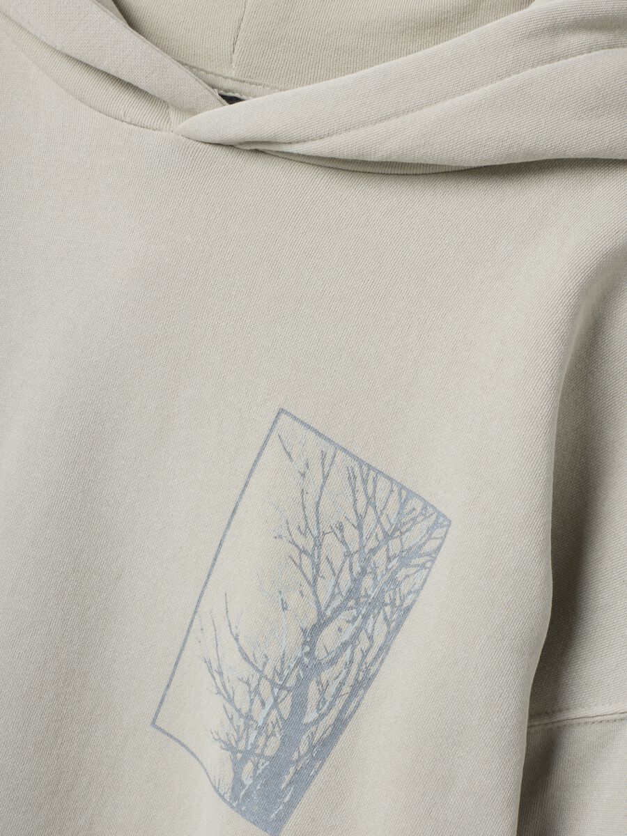 Beige cotton-blend hoodie with graphic print_1
