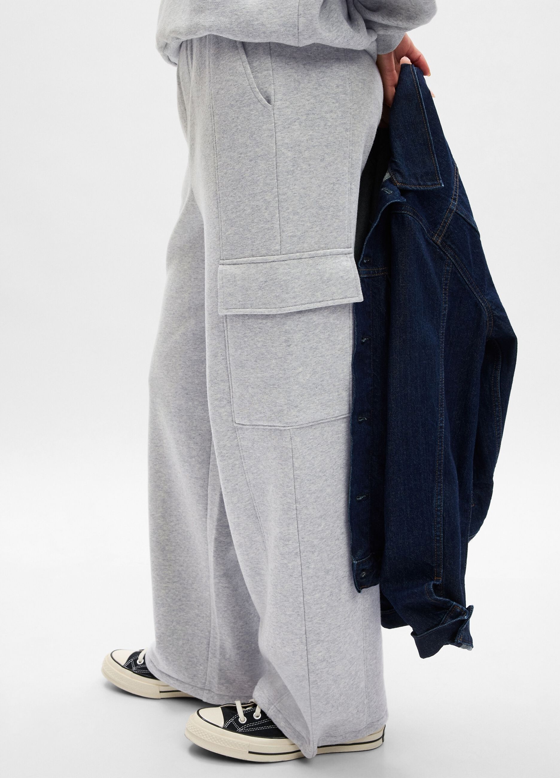 Cargo joggers in fleece with drawstring
