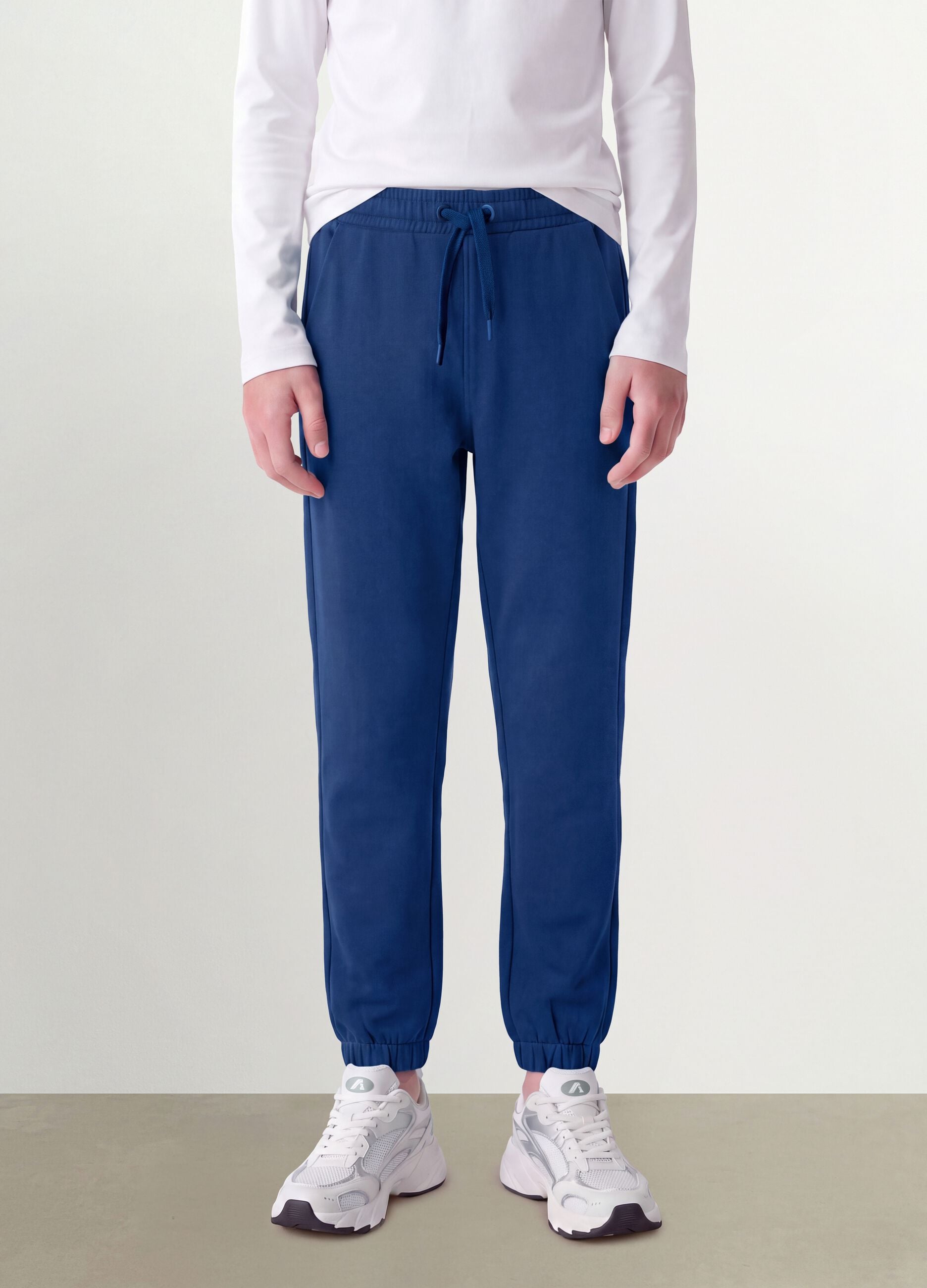 Blue organic cotton joggers with drawstring for boys