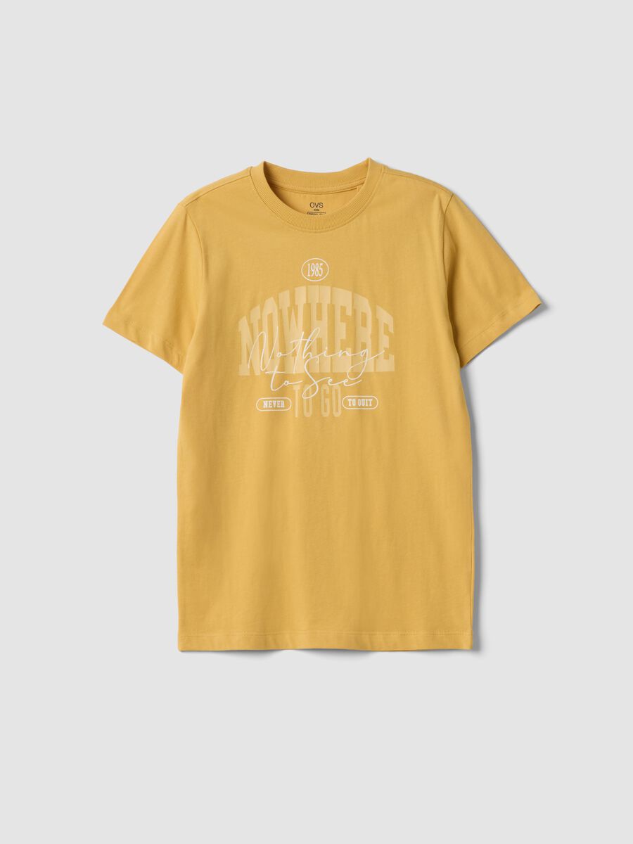 Yellow pure cotton short-sleeve T-shirt_0