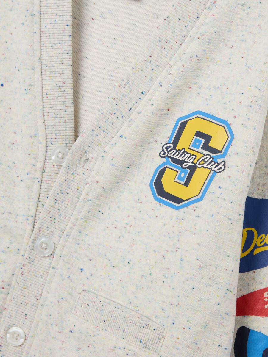 Terry jersey cardigan with V neck and print_2