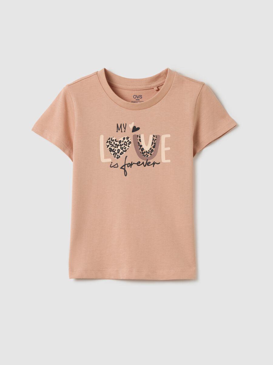 Girl's pink pure cotton t-shirt regular fit_0