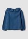 Blue pure organic cotton shirt with wide collar_1
