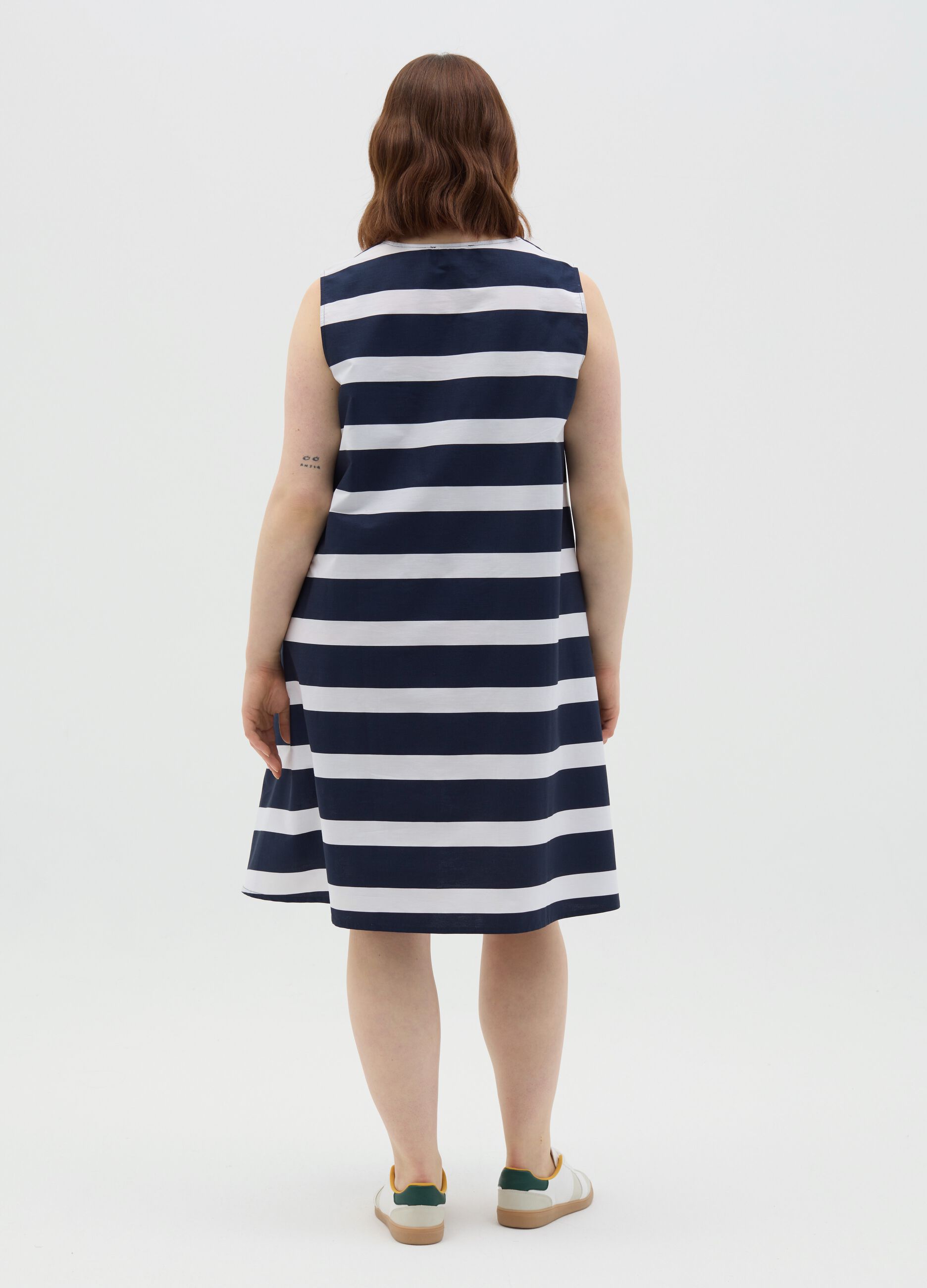 Abito smanicato da donna in puro cotone multicolor 