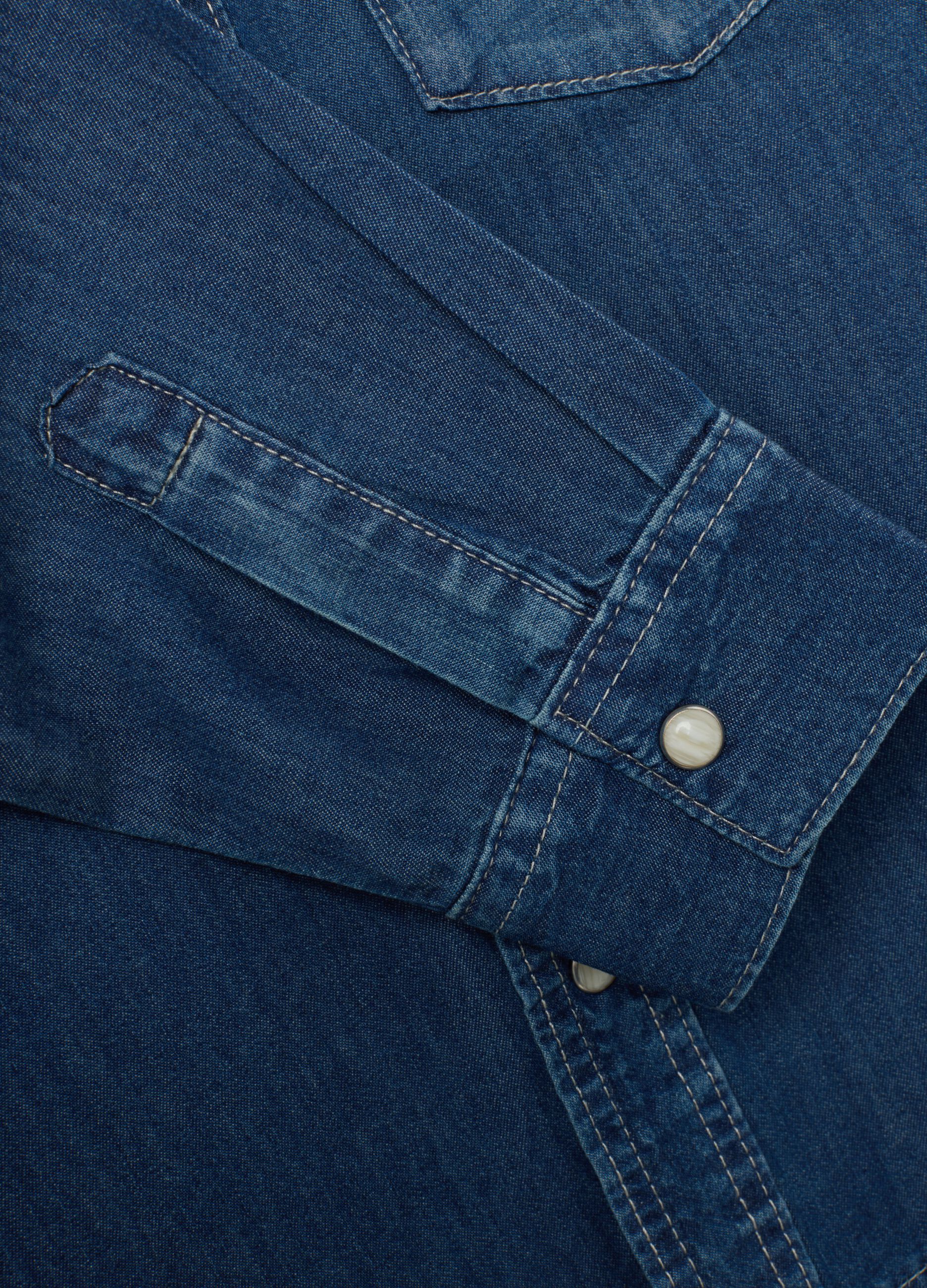 Camicia da bambino in puro cotone denim regular fit