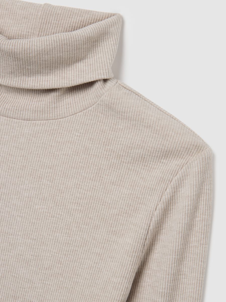 Maglia a collo alto beige regular fit_1