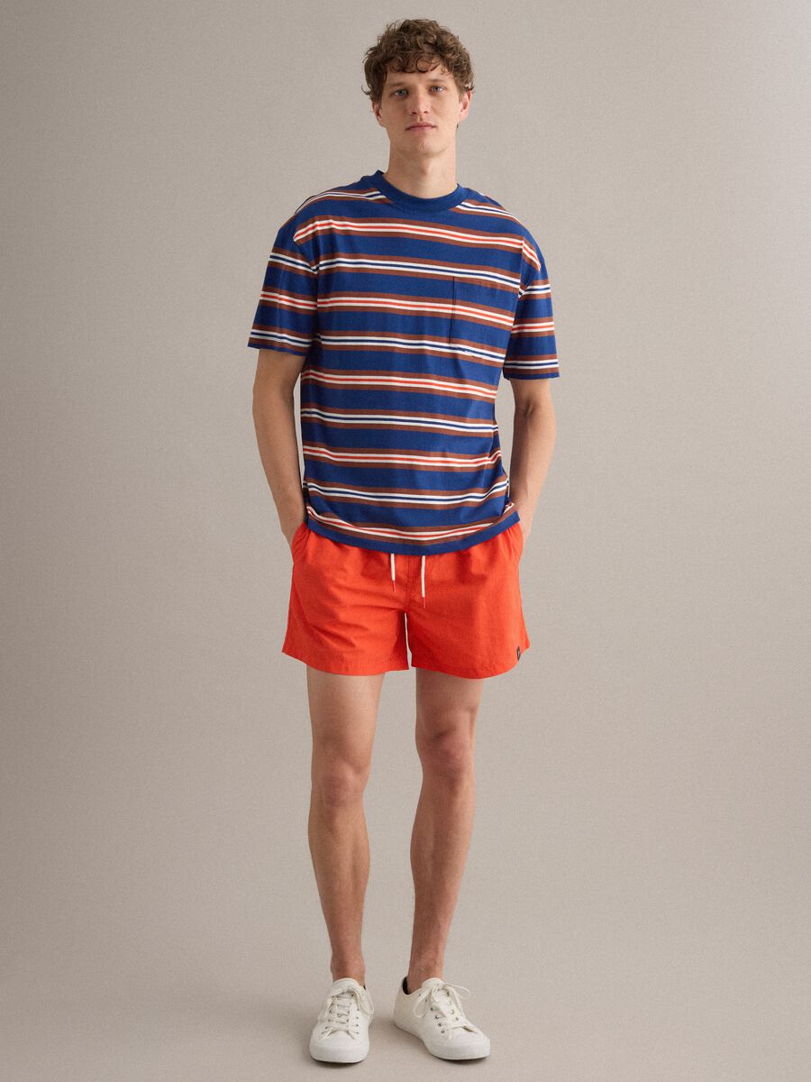 Boxer da mare arancione con vita elasticizzata e coulisse_1