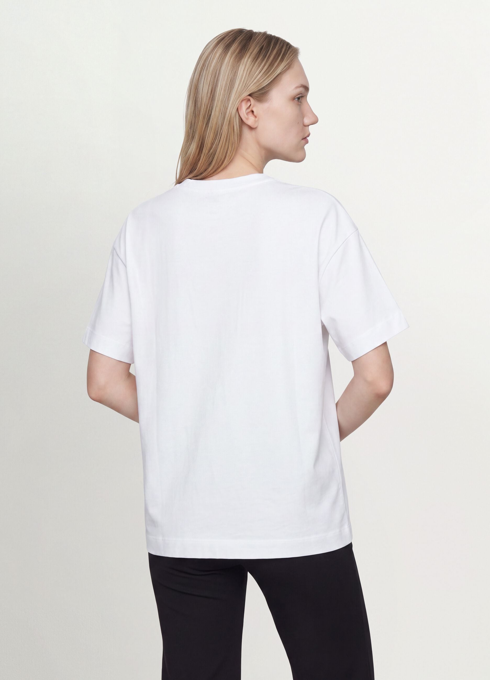 White oversized pure cotton short-sleeve T-shirt