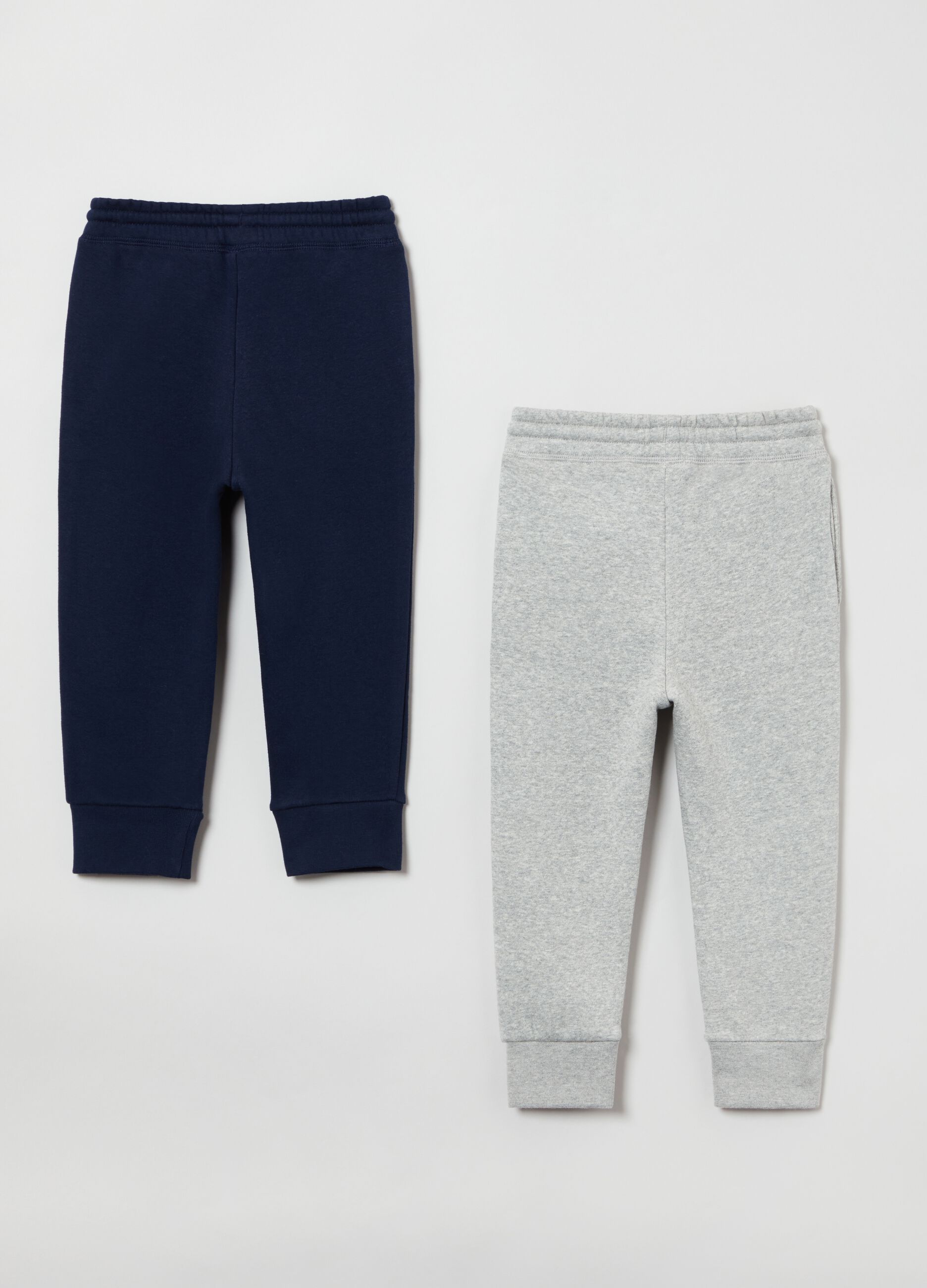 Two-pack joggers with teddy bear embroidery and drawstring