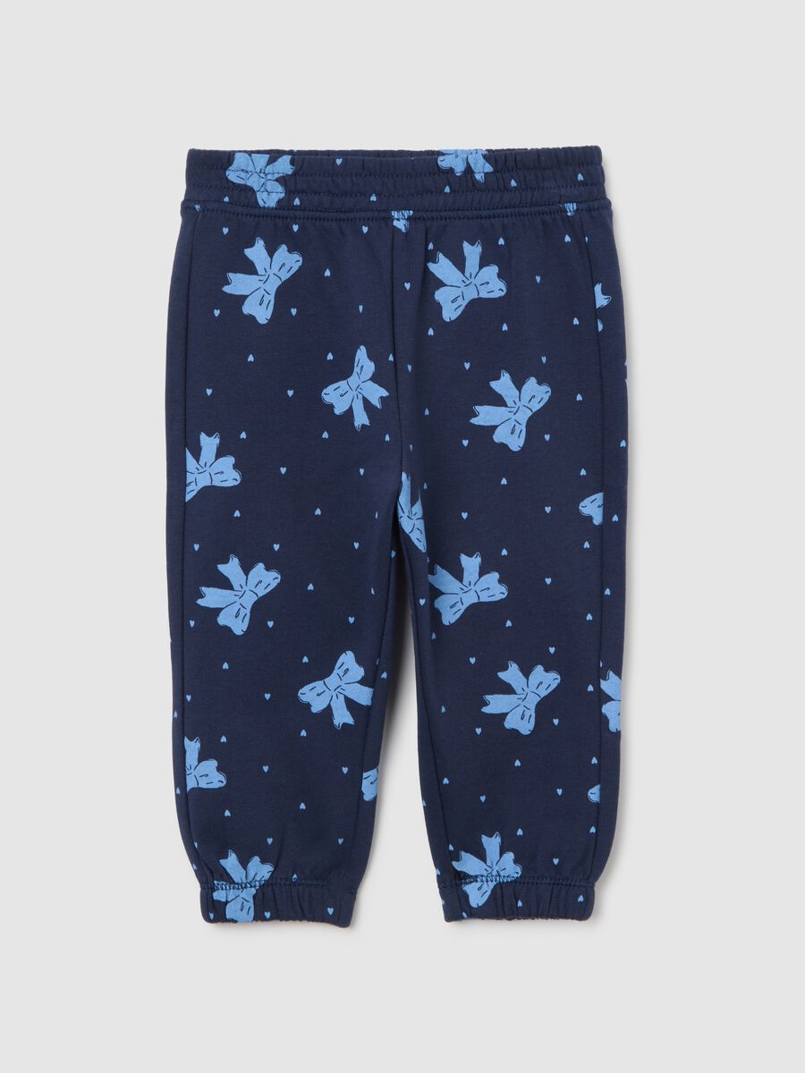 Blue pure cotton girl's trousers with regular fit_0