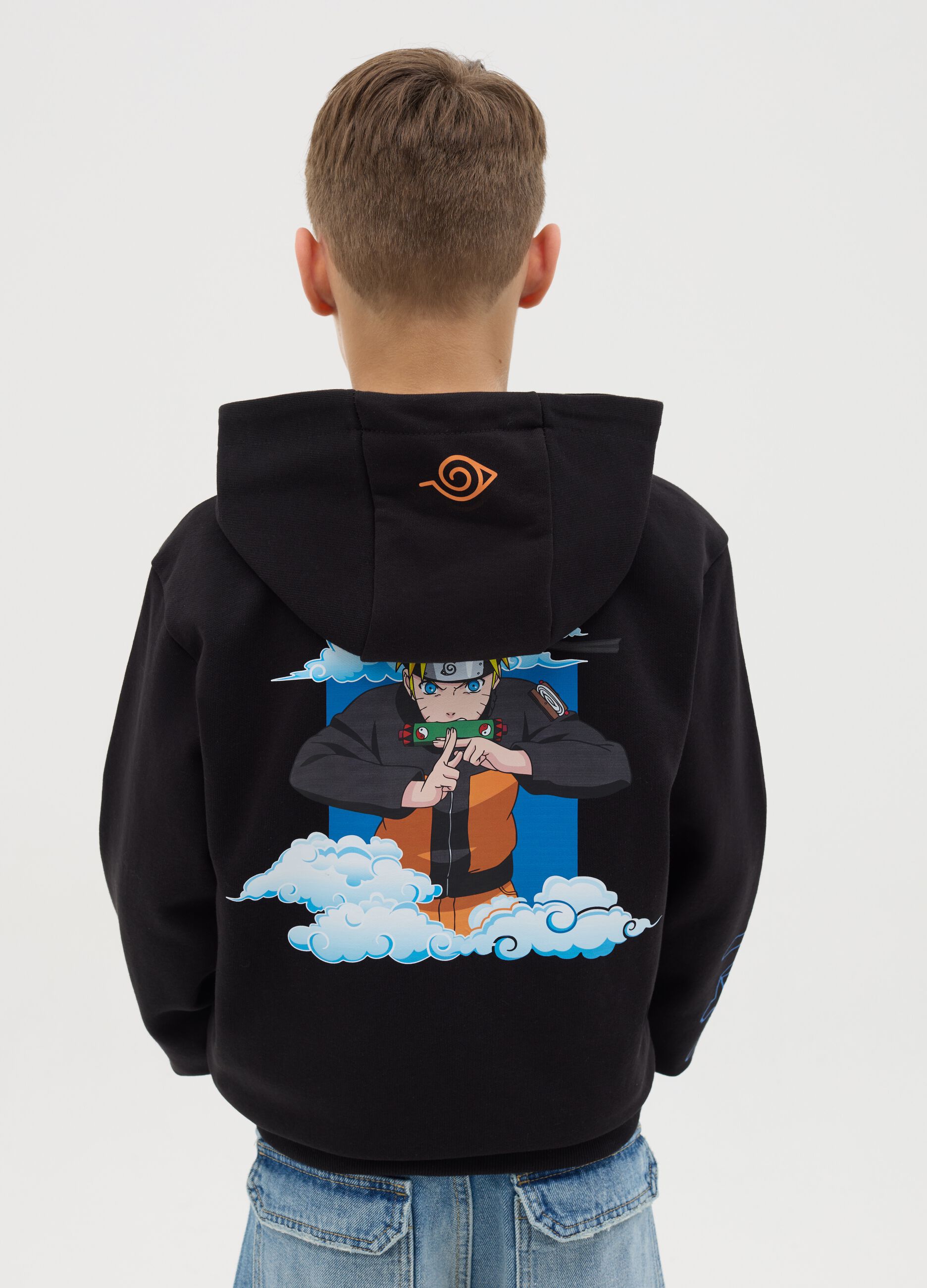 Full-zip con cappuccio e stampa Naruto 