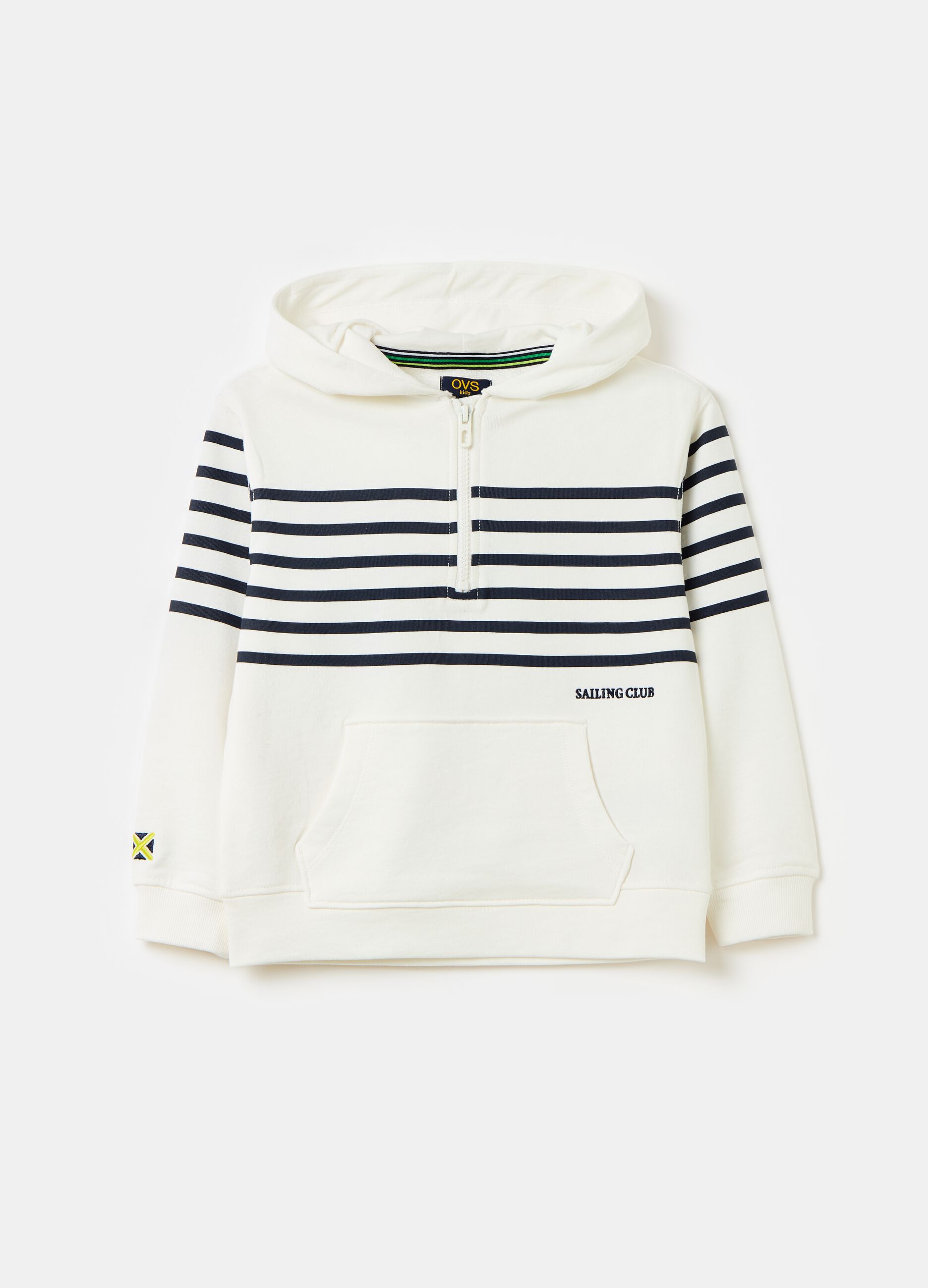 Half-zip sweatshirt with hood and print