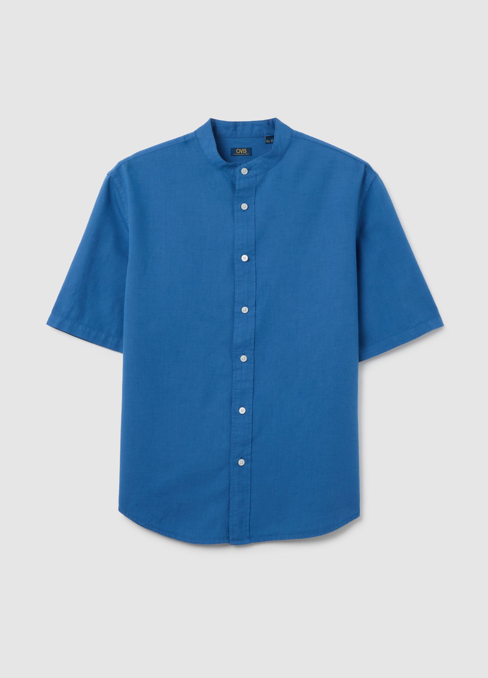Camicia da uomo in misto cotone blu regular fit