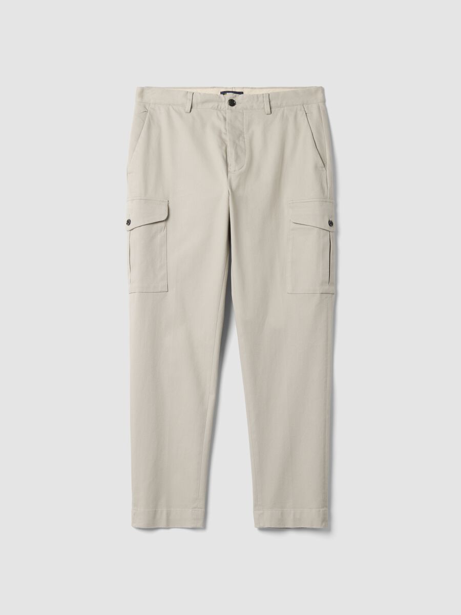 Pantaloni grigi cargo in twill di cotone elasticizzato comfort fit_0
