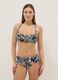 Black stretch bandeau bikini top with floral print_1
