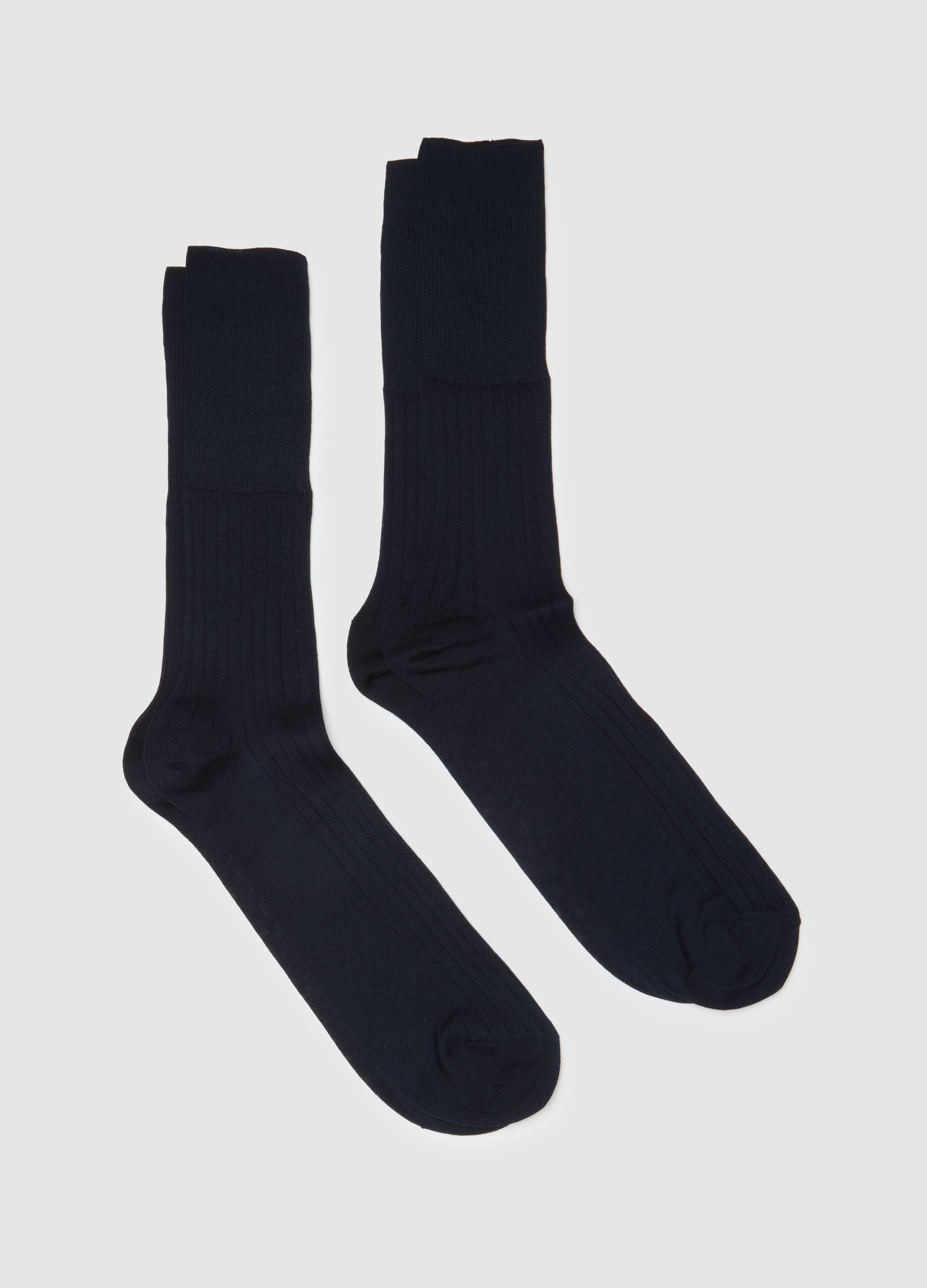 Set of two pairs of pure cotton blue socks